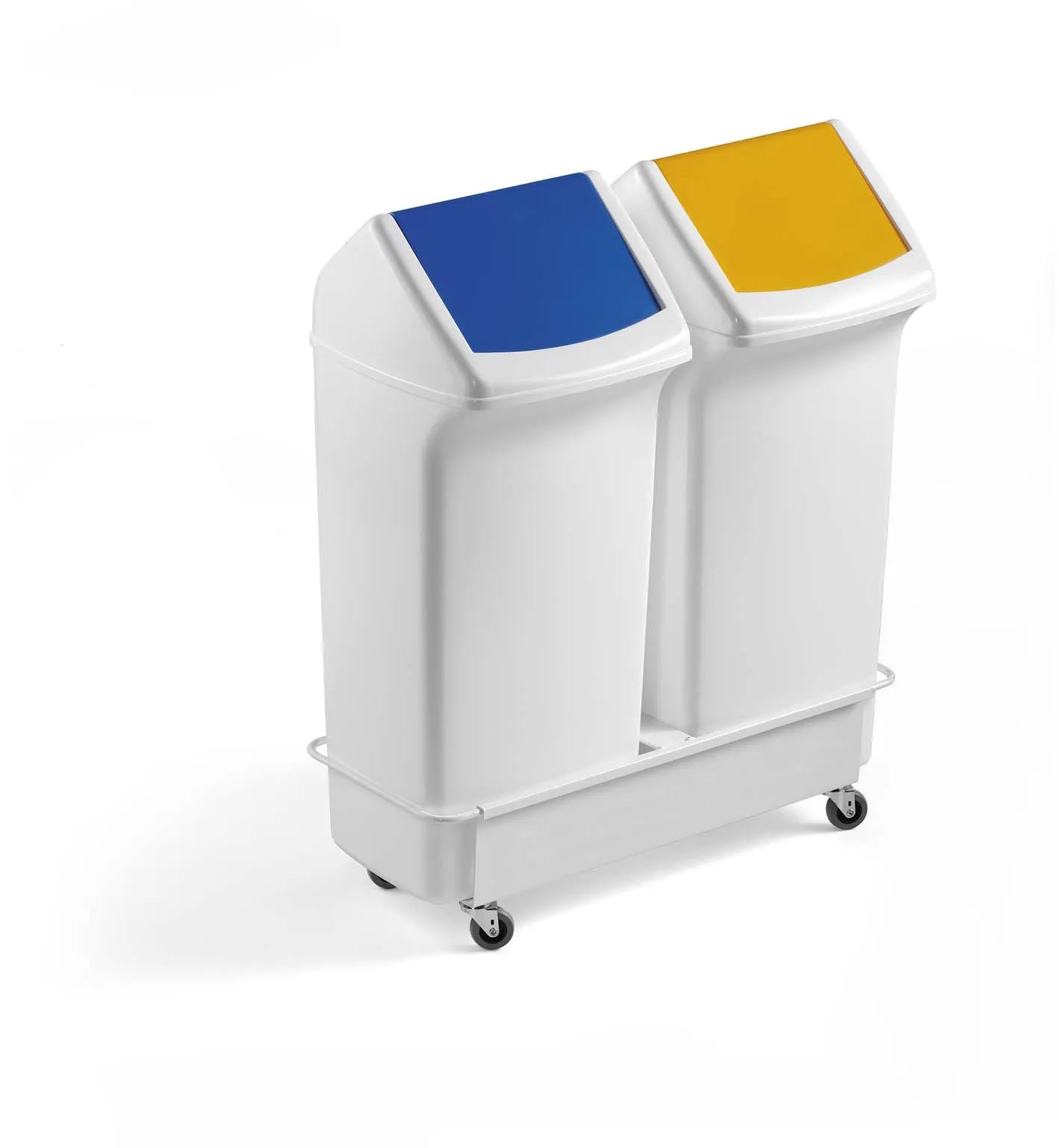 Durable DURABIN Square 2X 40L Robust Steel Wheel Bin Trolley | White