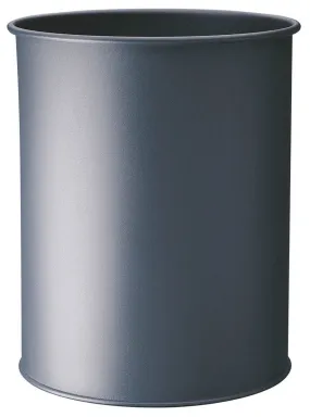 Durable Metal Round Waste Bin | Scratch Resistant Steel | 15L | Charcoal Grey