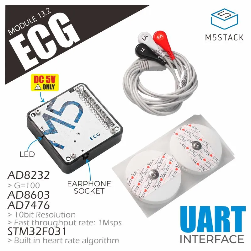 ECG Module13.2 (AD8232) with cables and pads