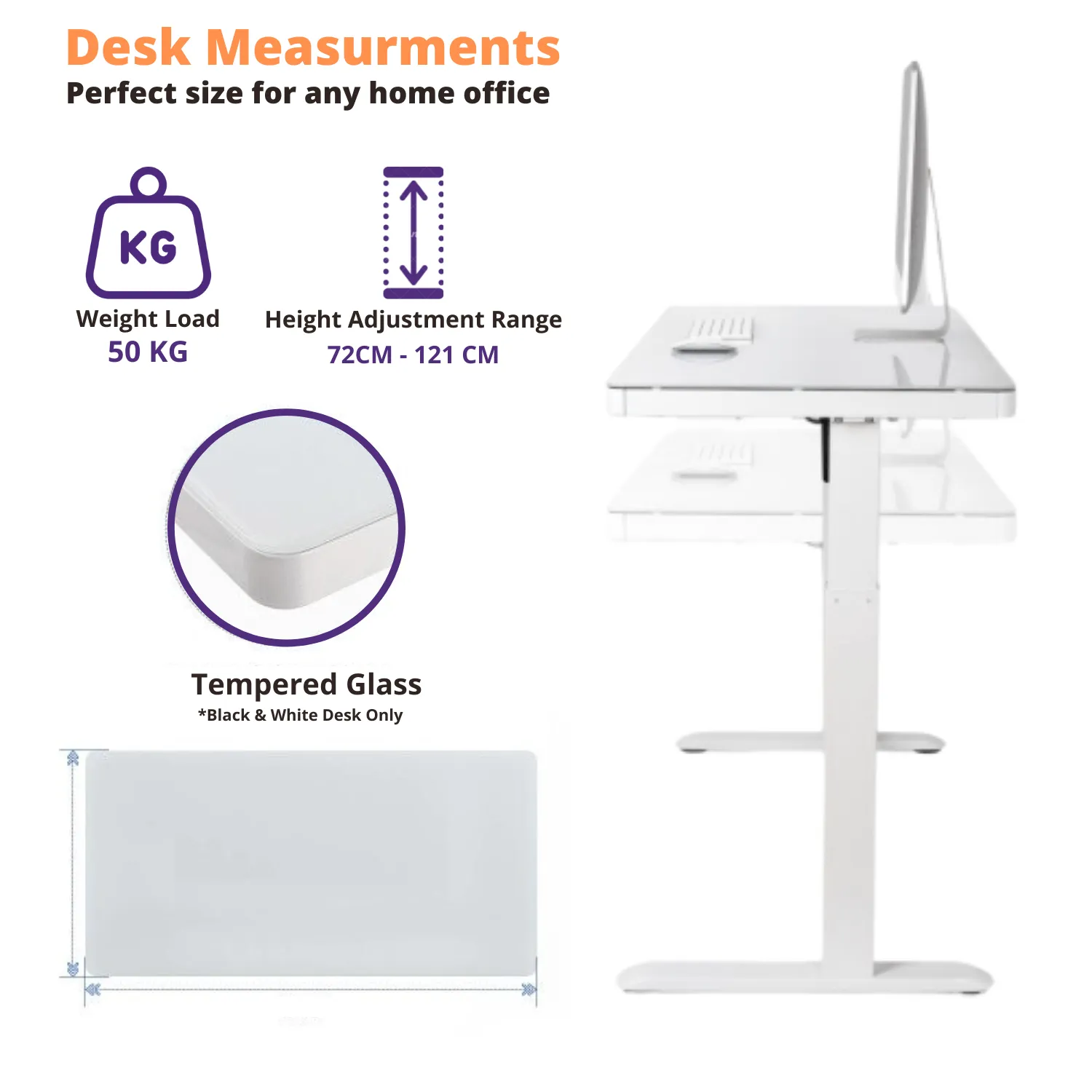 Electric Height Adjustable Desk 1200mm X 600mm - ET118 (3 Years Manufacture Local Warranty In Singapore)