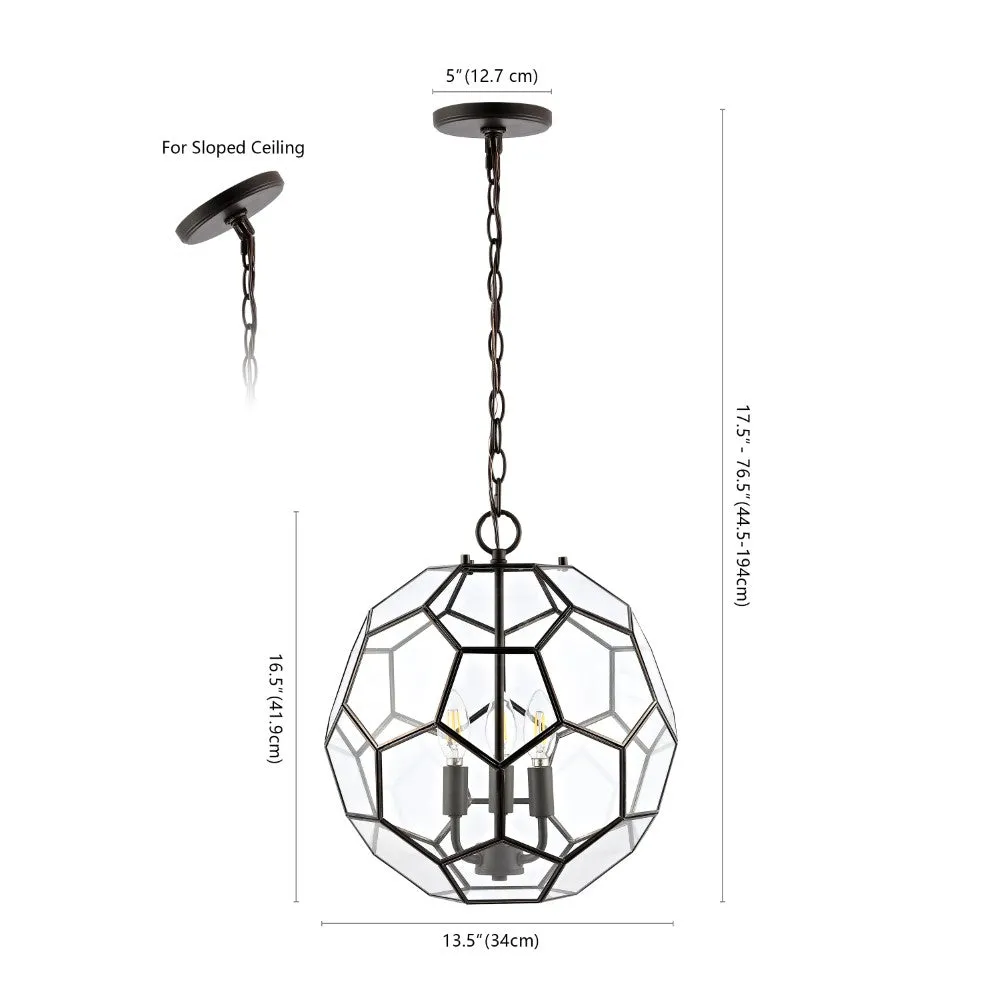 Euclid 13.5" Modern Bohemian Iron/Glass LED Pendant