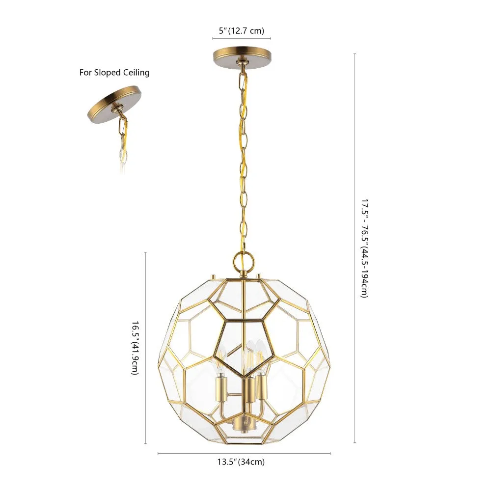 Euclid 13.5" Modern Bohemian Iron/Glass LED Pendant