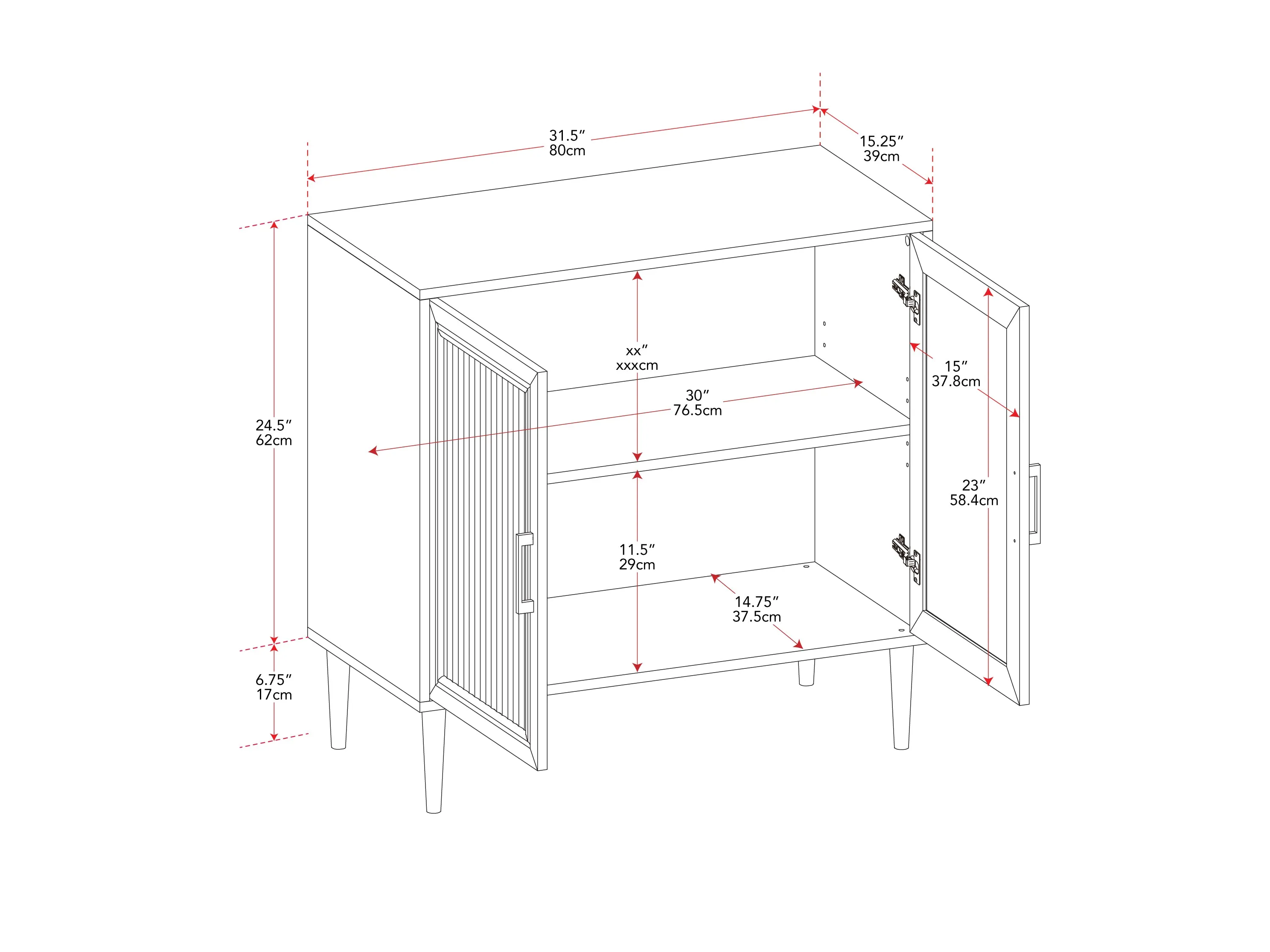 Fluted Glass Buffet Cabinet