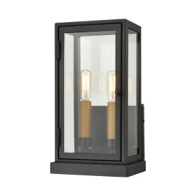 Foundation 13" 2 Light Sconce in Aged Brass & Matte Black