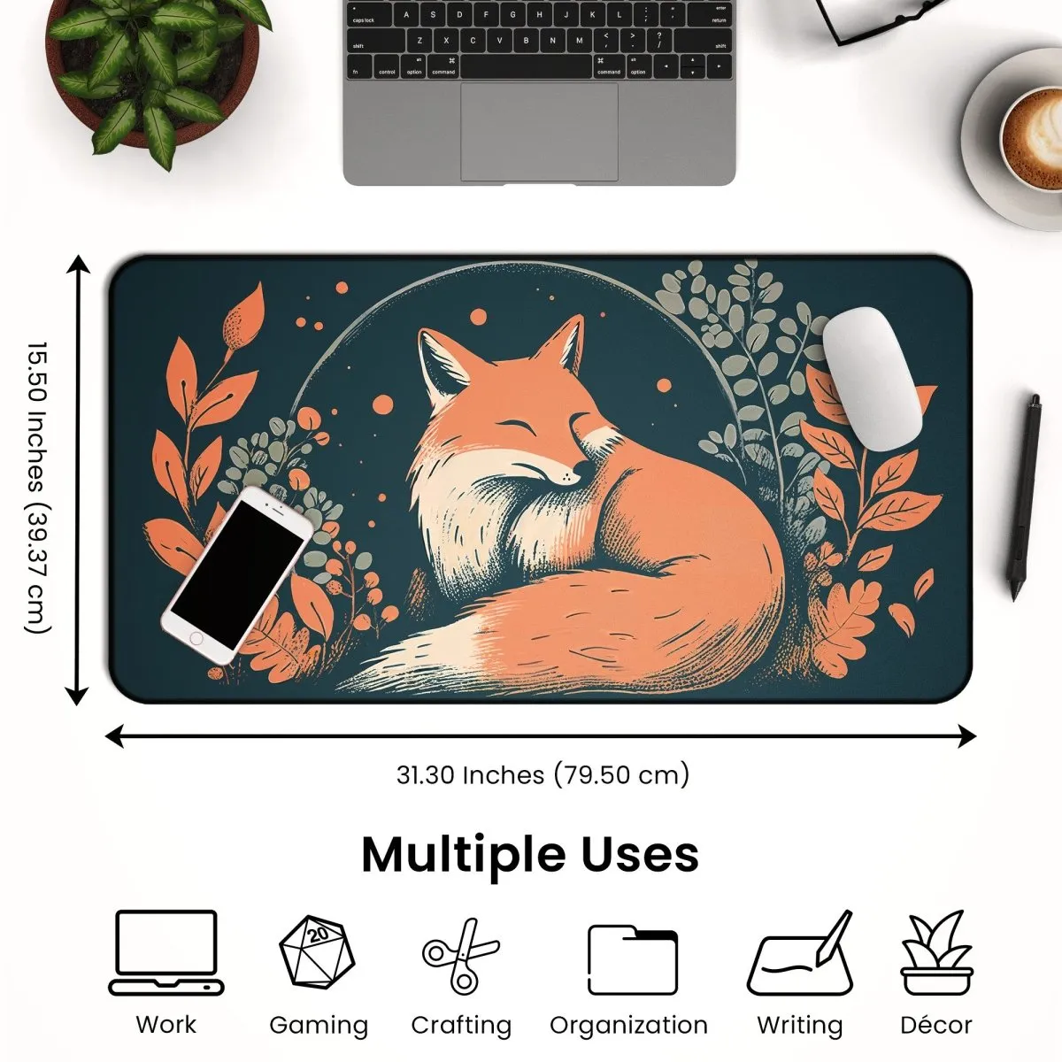 Fox Desk Mat – Large Cute Fox Mouse Pad for Office & Gaming Setup