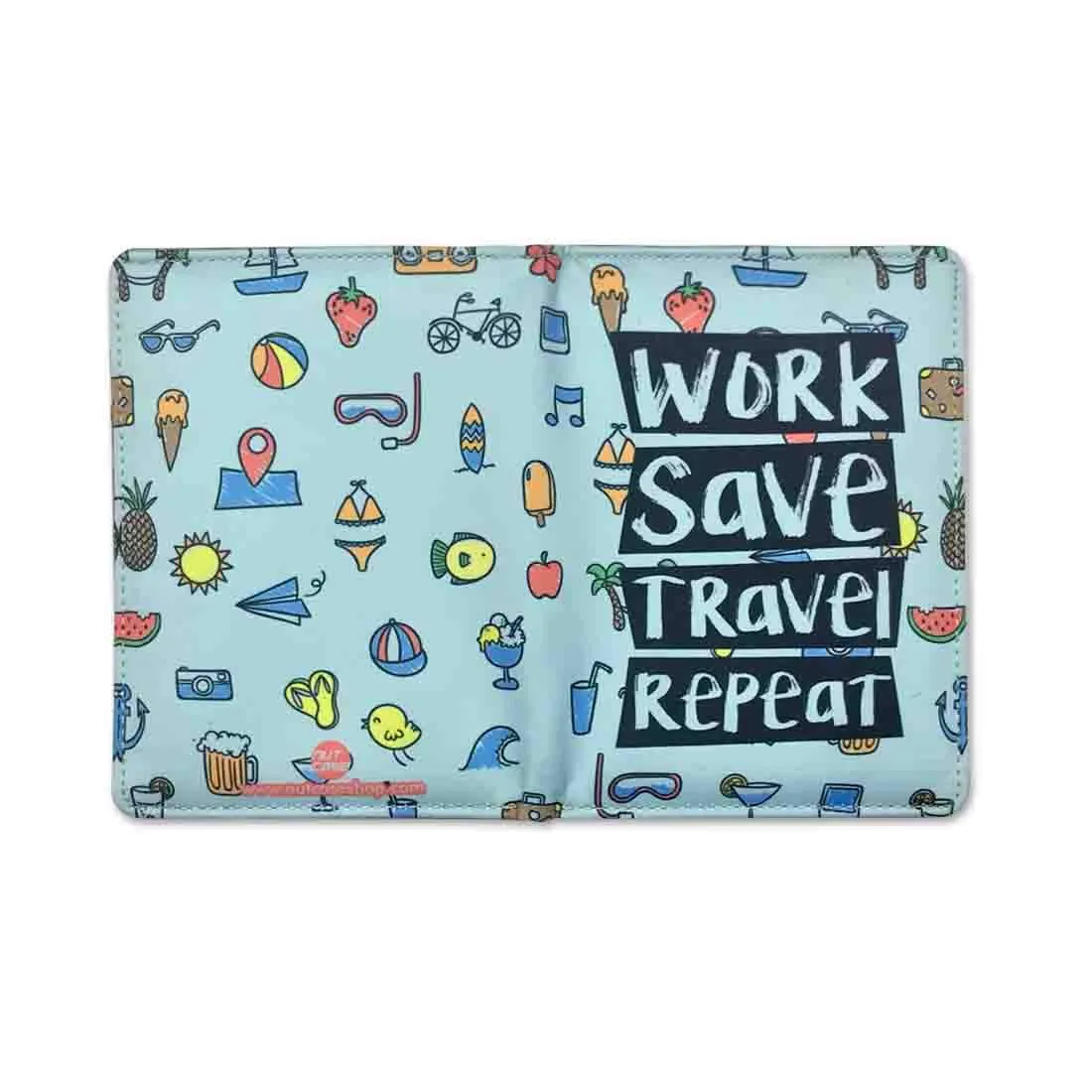 Funny Passport Holder Travel Wallet Organizer  - Work Save Travel Repeat