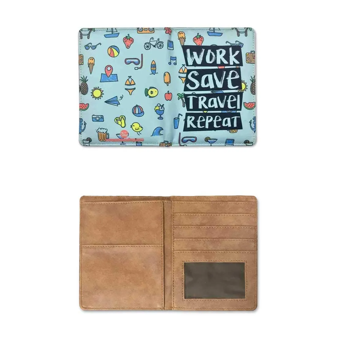 Funny Passport Holder Travel Wallet Organizer  - Work Save Travel Repeat