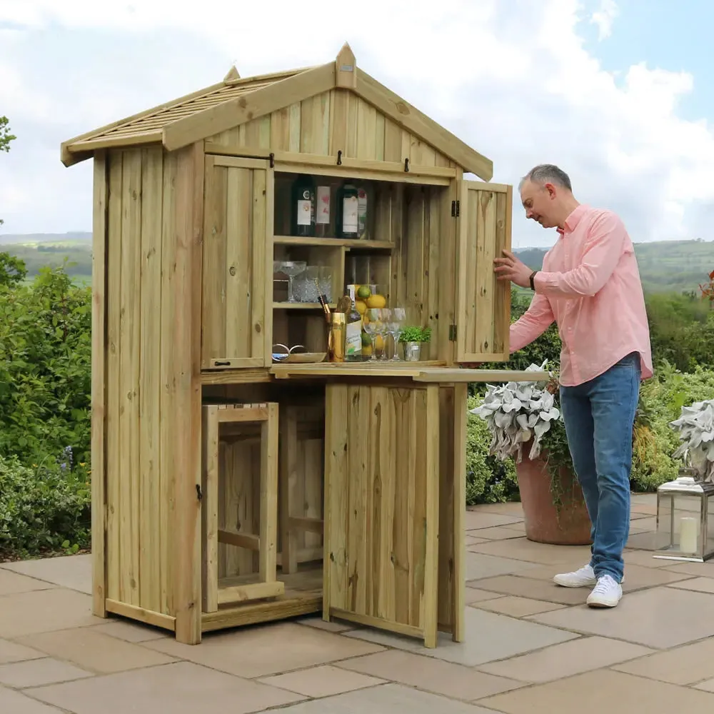 GARDEN BAR AND 2 STOOL SET