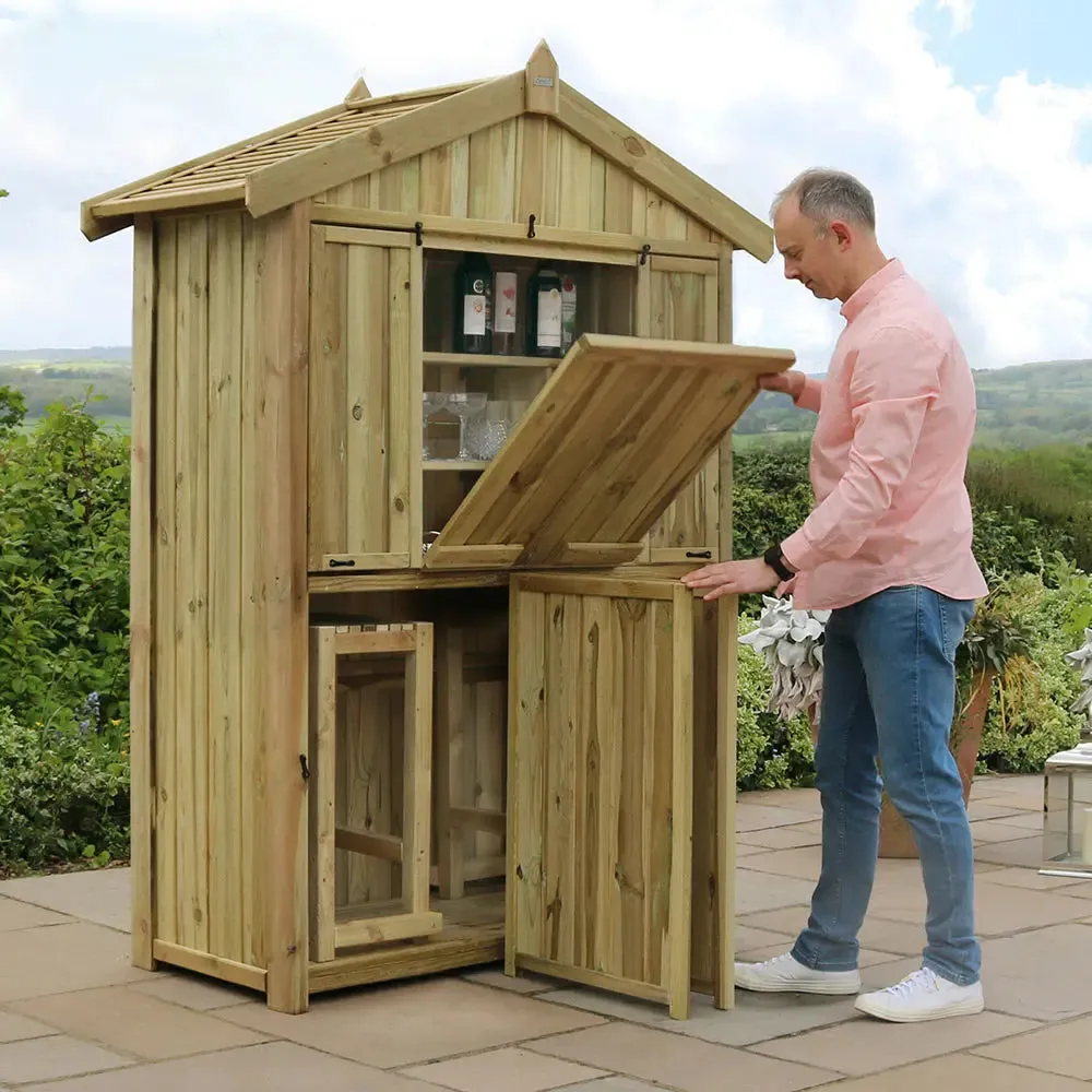 GARDEN BAR AND 2 STOOL SET