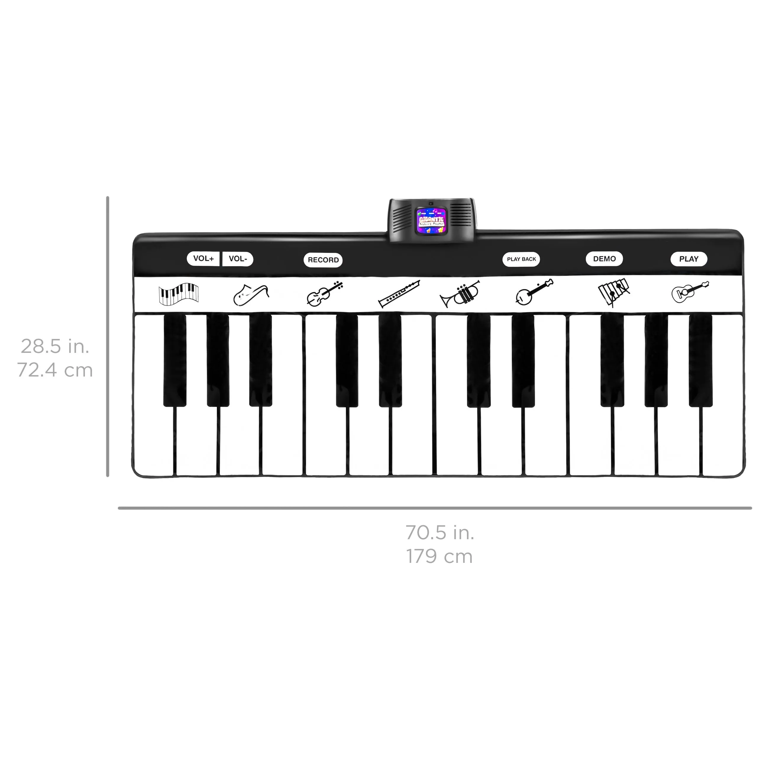 Giant Piano Keyboard Playmat w/ 8 Instrument Settings - Black/White