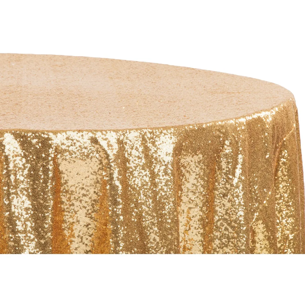 Glitz Sequins 108" Round Tablecloth - Gold