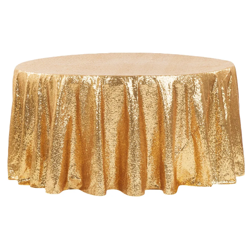 Glitz Sequins 108" Round Tablecloth - Gold