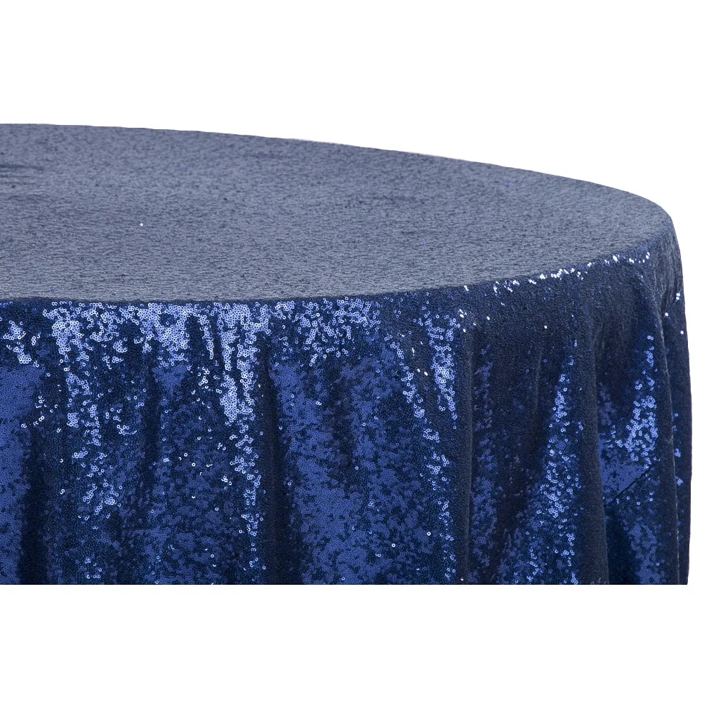 Glitz Sequins 132" Round Tablecloth - Navy Blue