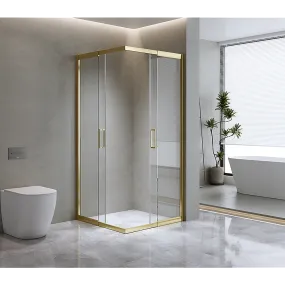 Gold 1100x900mm Double Sliding Glass Shower Screen, 6mm