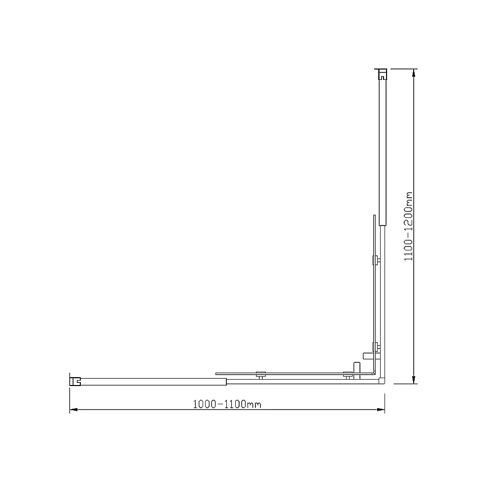 Gold Double Sliding 6mm Glass Shower Screen 1100x1200mm