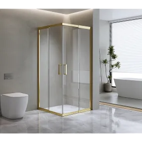 Gold Double Sliding 6mm Glass Shower Screen 1100x1200mm