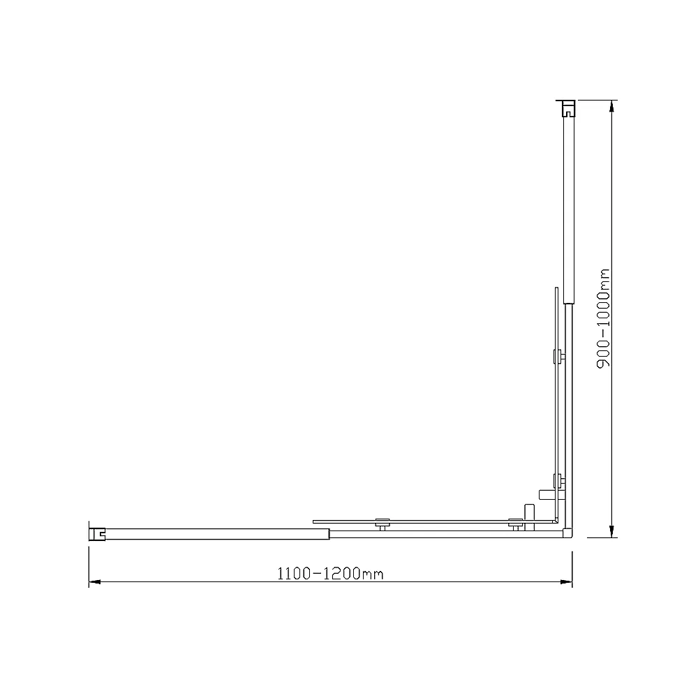 Gold Double-Sliding Shower Door, 1200x1000mm, 6mm Glass