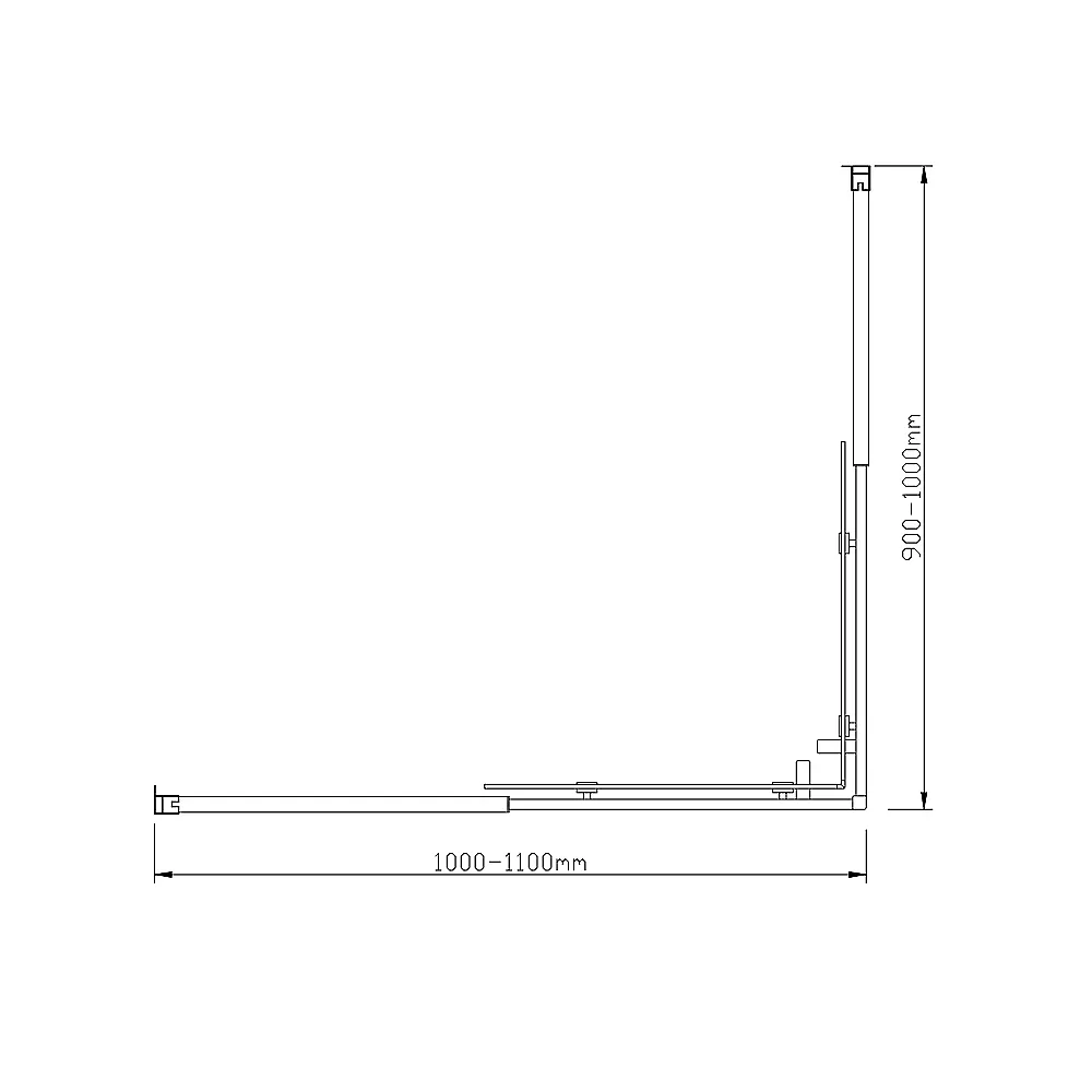 Gold Double Sliding Shower Screen, 1100x1000mm, 6mm Glass