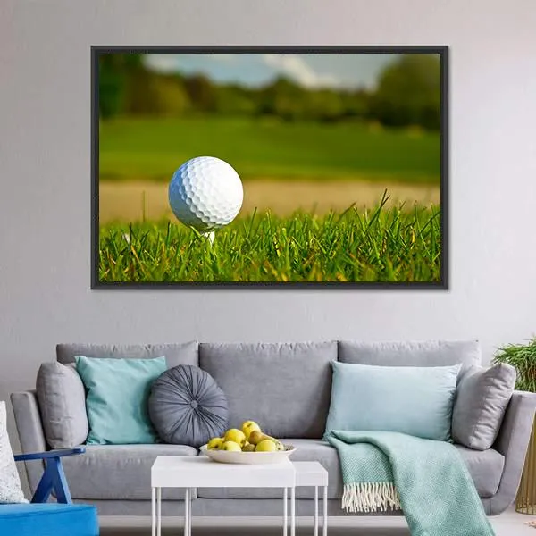 Golf Ball On Beautiful Course Canvas Wall Art