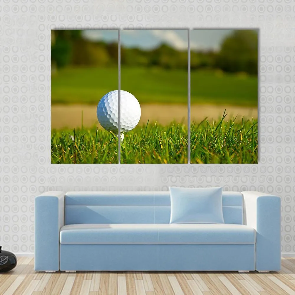 Golf Ball On Beautiful Course Canvas Wall Art