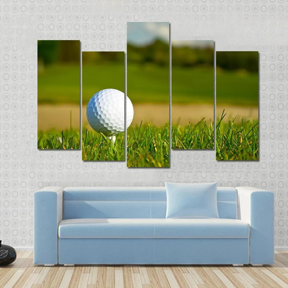 Golf Ball On Beautiful Course Canvas Wall Art