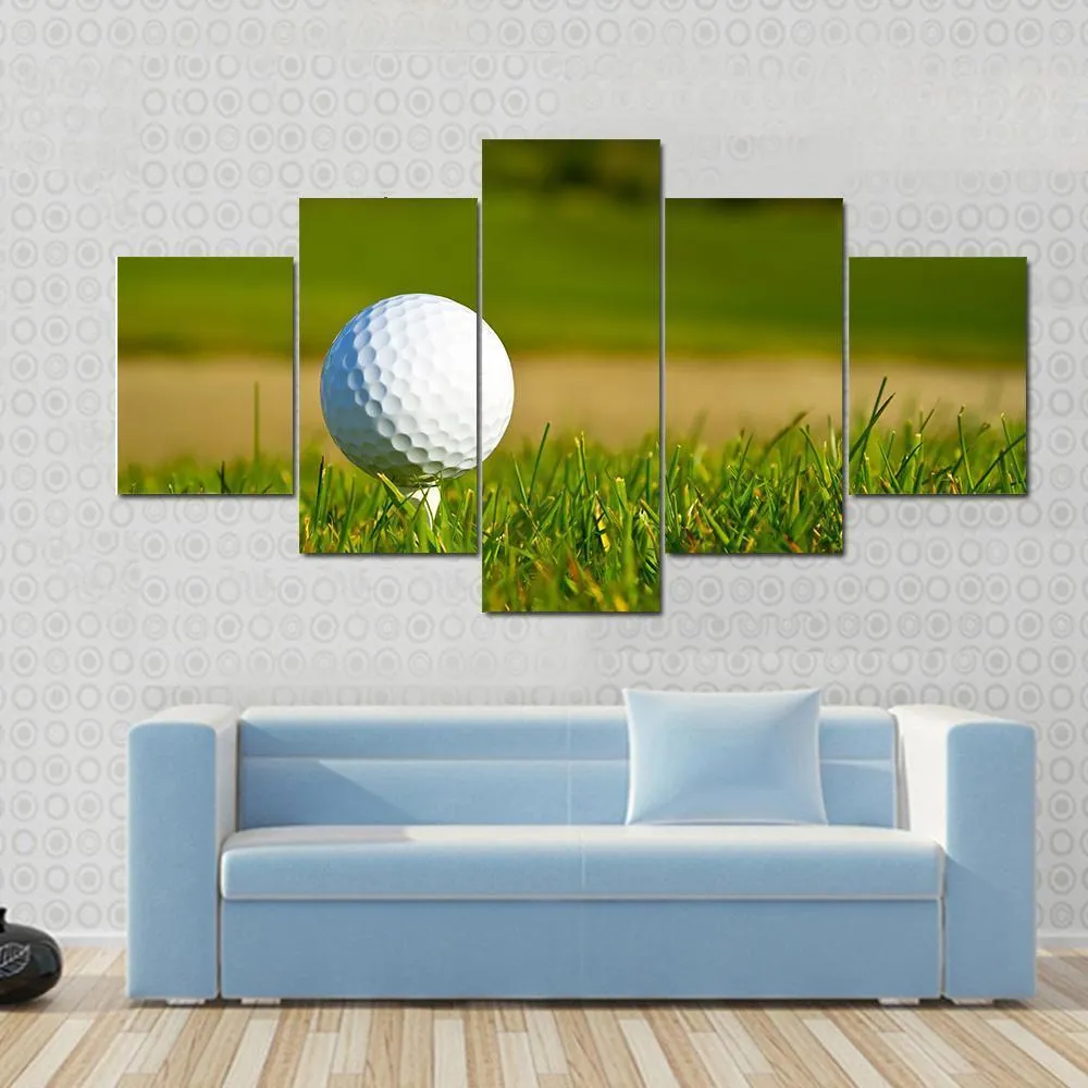 Golf Ball On Beautiful Course Canvas Wall Art