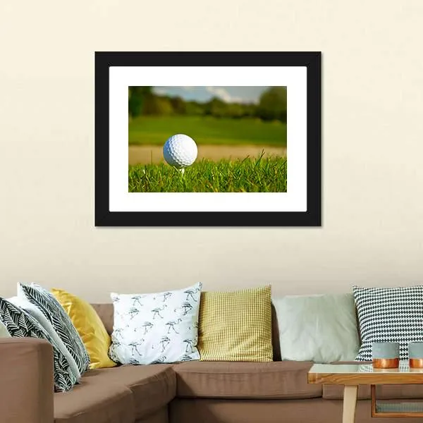 Golf Ball On Beautiful Course Canvas Wall Art