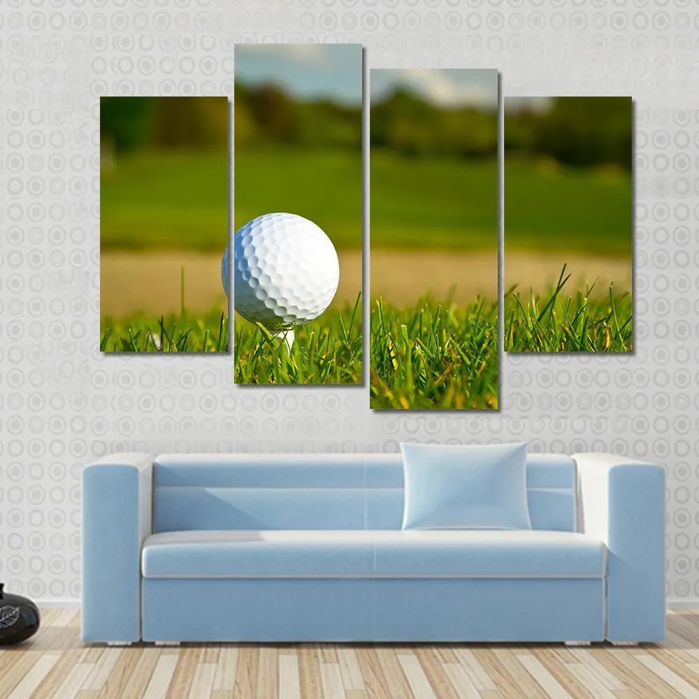 Golf Ball On Beautiful Course Canvas Wall Art