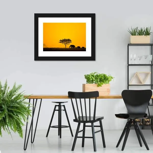 Group Of Elephant  Thailand Canvas Wall Art