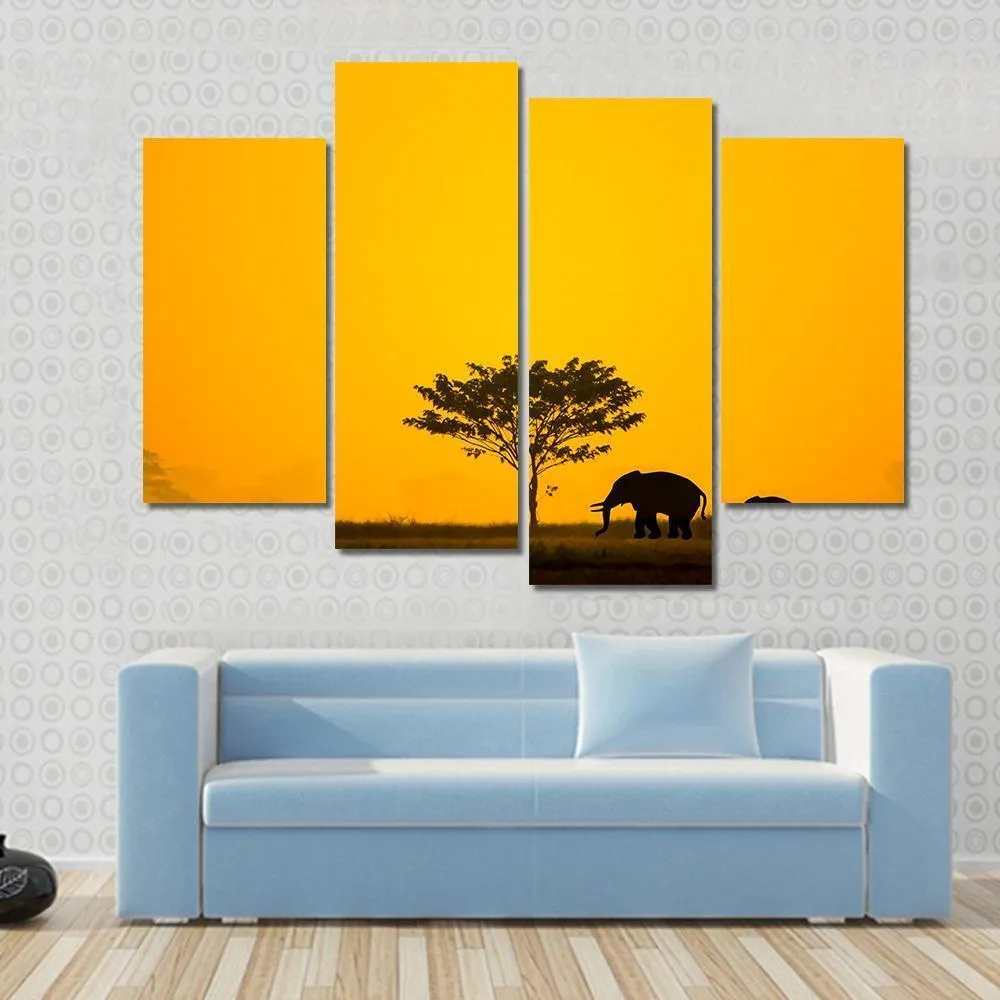 Group Of Elephant  Thailand Canvas Wall Art