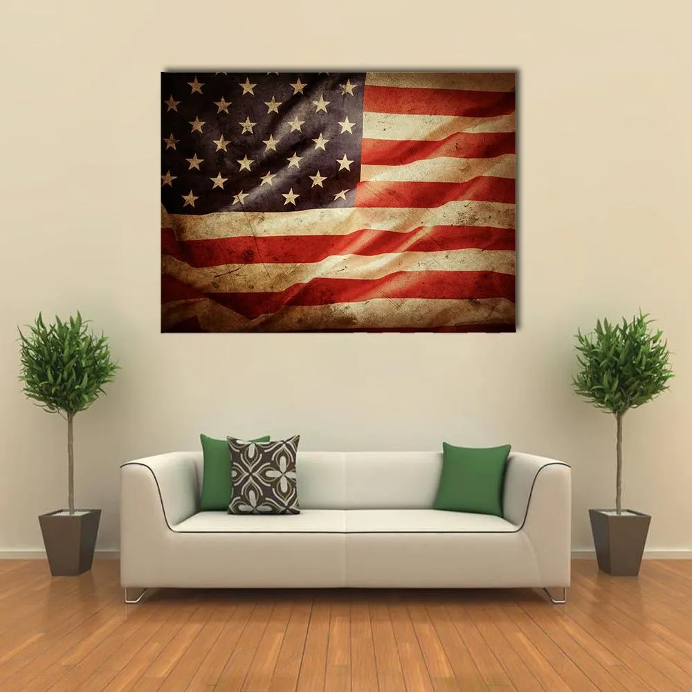 Grunge American Flag Canvas Wall Art