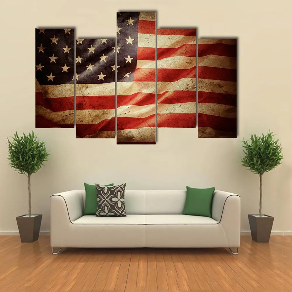 Grunge American Flag Canvas Wall Art