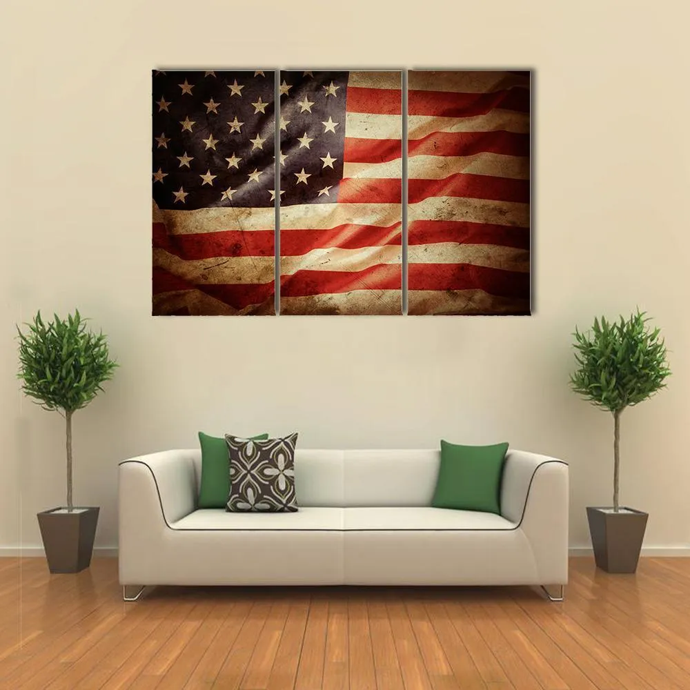 Grunge American Flag Canvas Wall Art