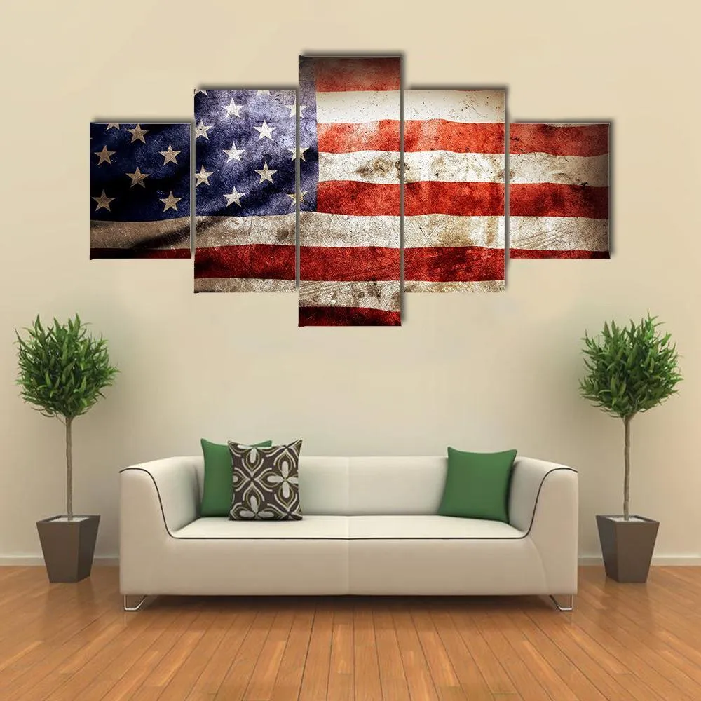 Grunge Flag Of America Canvas Wall Art