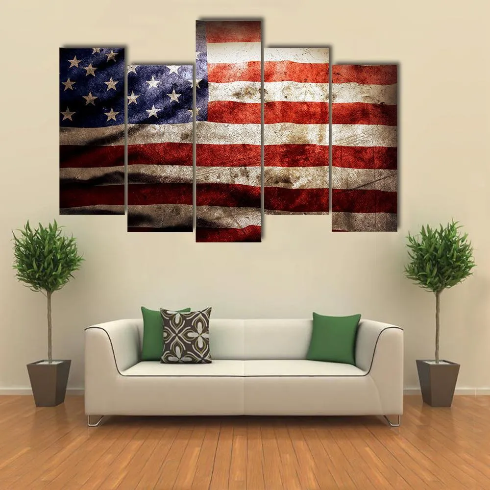 Grunge Flag Of America Canvas Wall Art