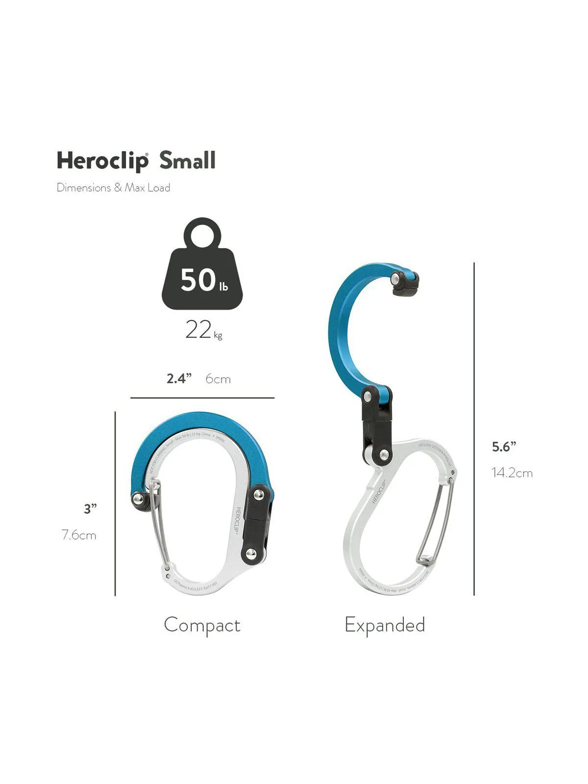 Heroclip Carabiner Small Blue Steel