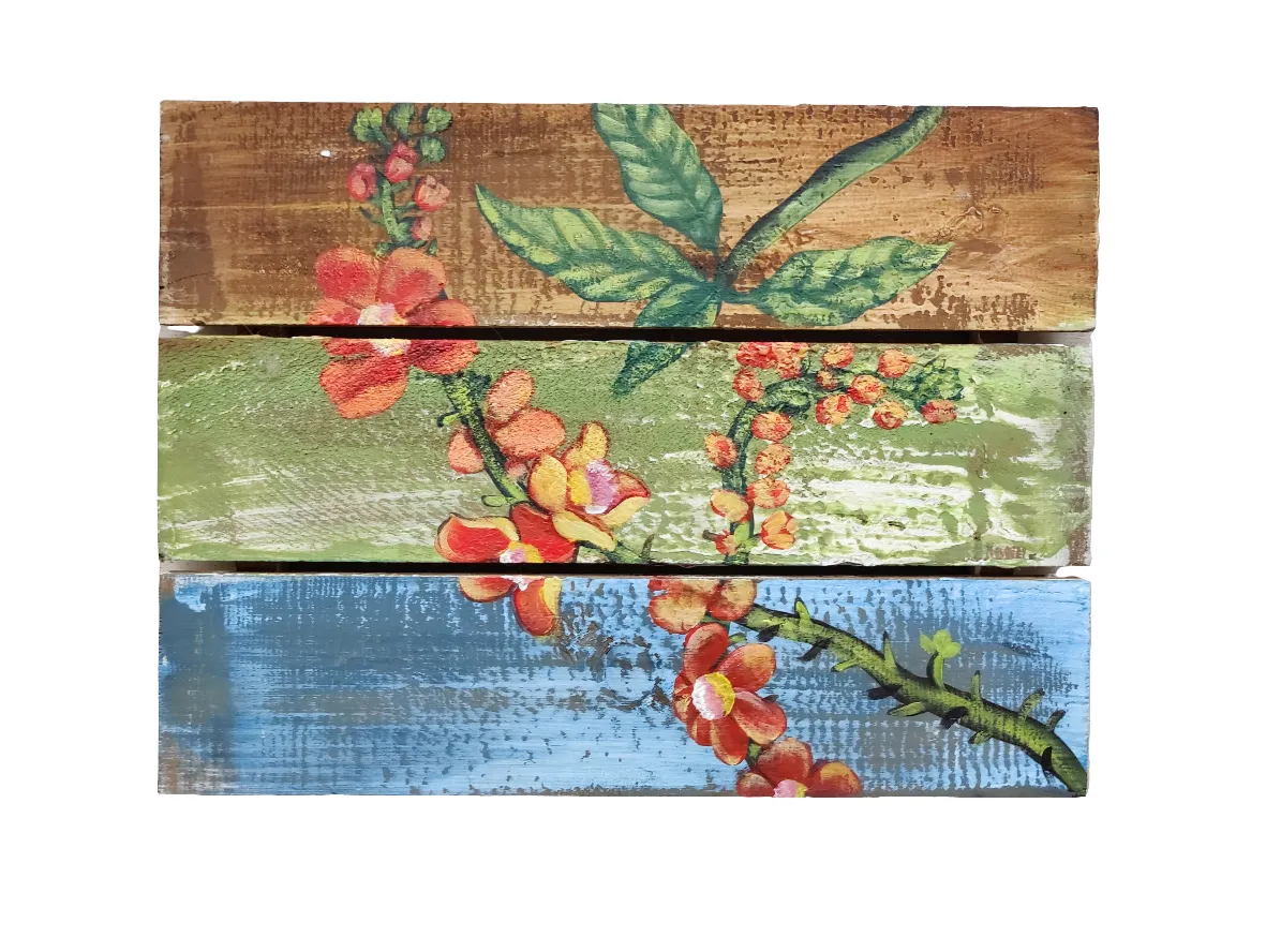 Home Decor: WALL HANGING DECOR: Beautiful Hand Painted Cannonball Flowers on Wooden panels.