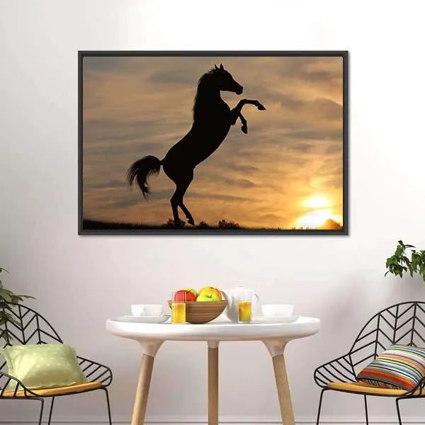 Horse In Sunset Canvas Wall Art