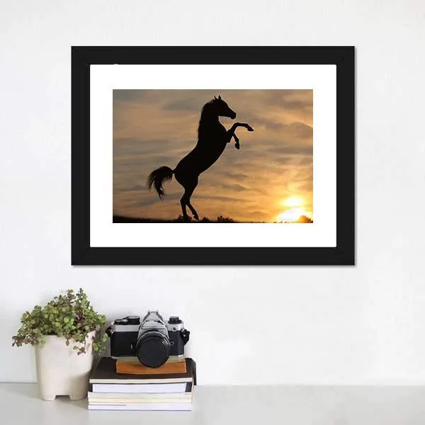 Horse In Sunset Canvas Wall Art