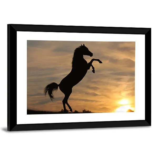 Horse In Sunset Canvas Wall Art