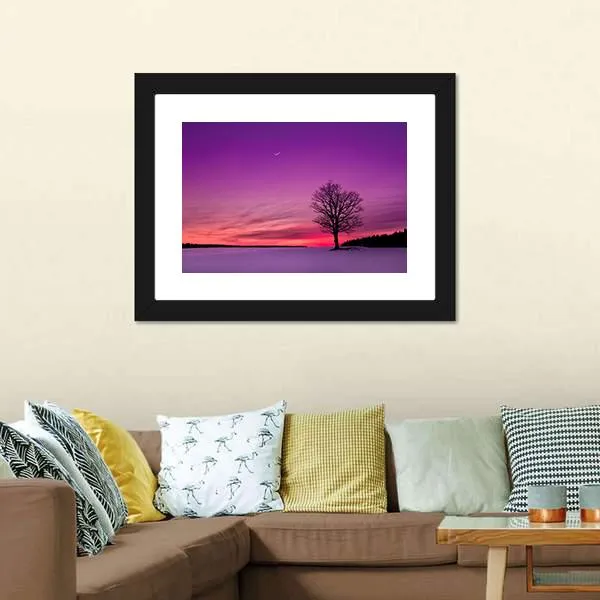 Idyllic Sunset In Field Canvas Wall Art