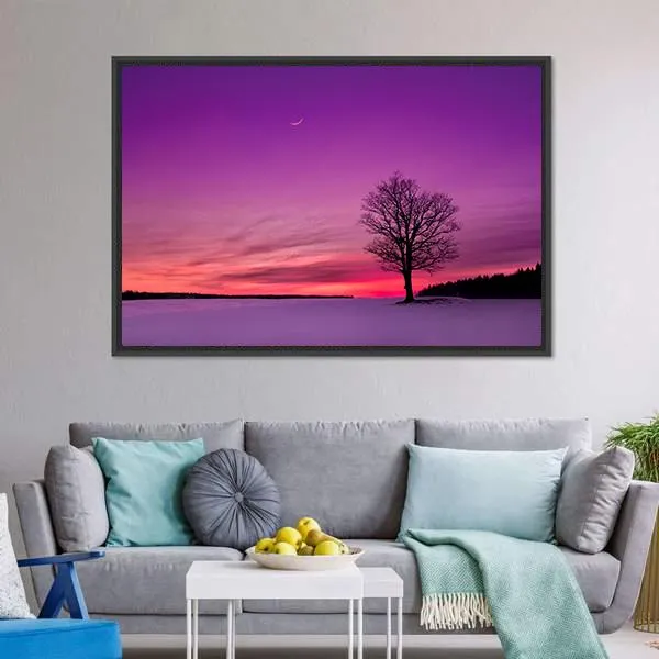 Idyllic Sunset In Field Canvas Wall Art