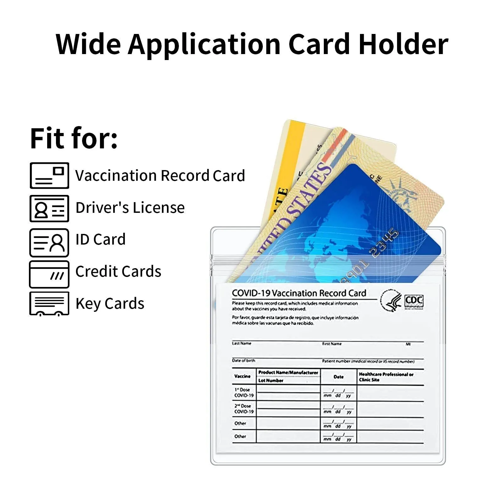 Immunization Record Vaccination Card Holder with Resealable Zip Waterproof