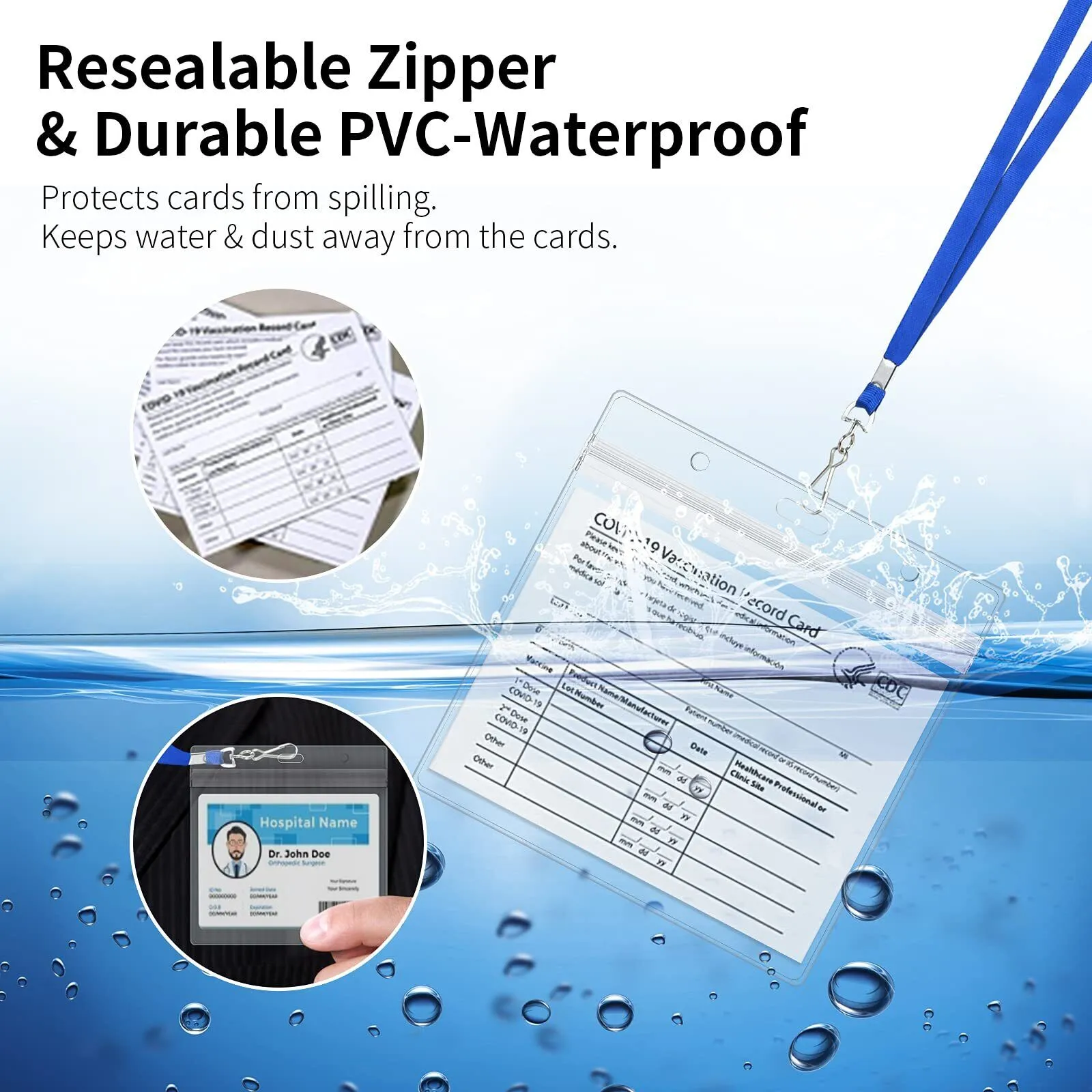 Immunization Record Vaccination Card Holder with Resealable Zip Waterproof