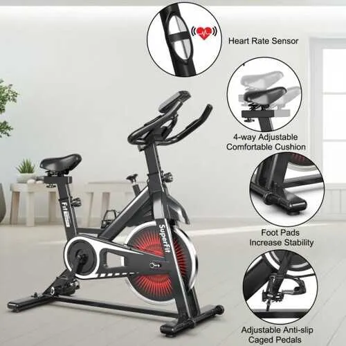 Indoor Silent Belt Drive Adjustable Resistance Cycling Stationary Bike