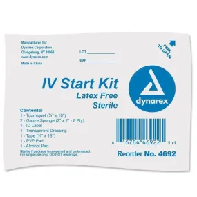 IV Start Kit with Transparent Dressing, Tourniquet, Tape & Prep Pads