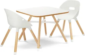 Kids Table and Chairs Set - Sustainable Wood Table with 2 Non-Toxic Bucket Seats