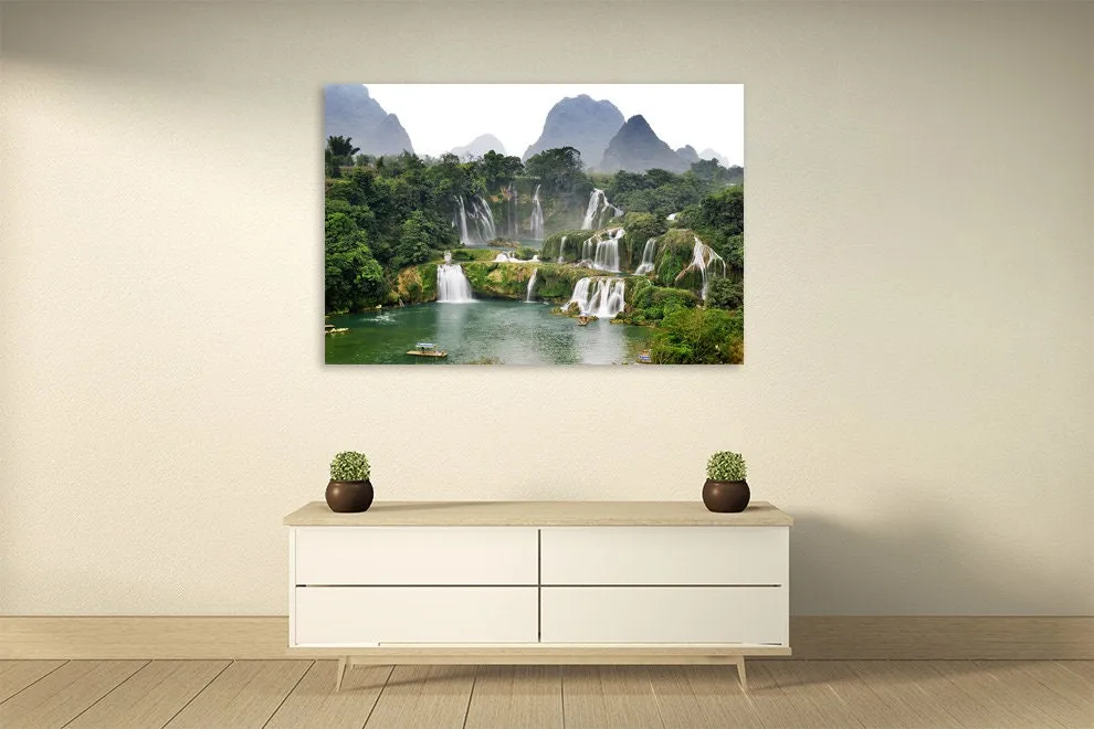 Landscape wall art paintings on canvas, waterfall art, nature wall art  home wall decor, canvas painting, forest print, 3, 4, 5 piece canvas