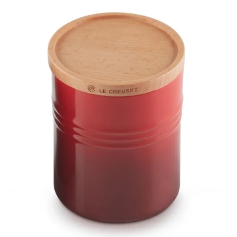 Le Creuset Stoneware Medium Storage Jar with Wooden Lid Cerise