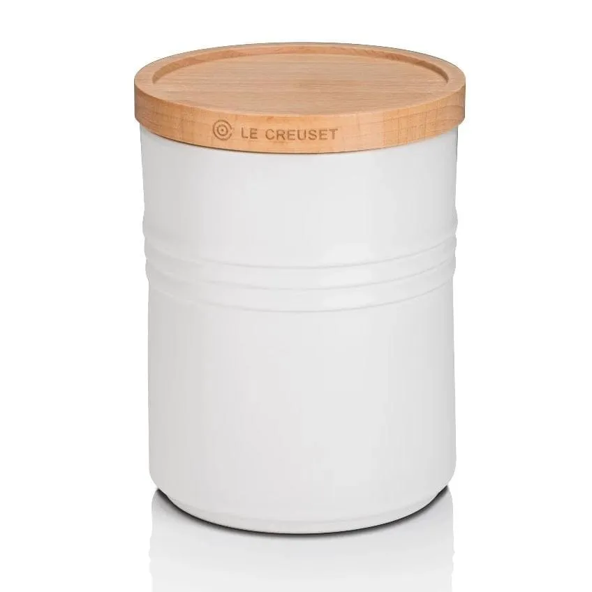 Le Creuset Stoneware Medium Storage Jar with Wooden Lid Cotton